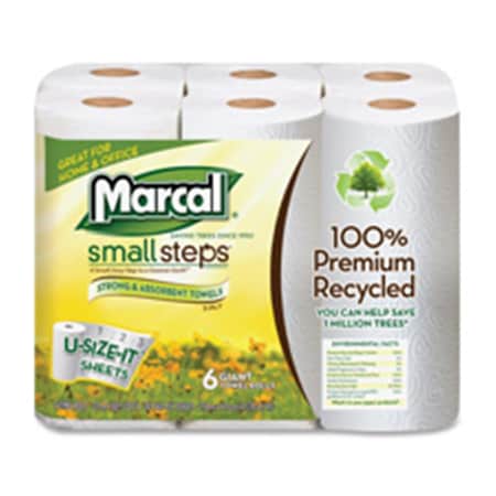 Marcal Paper Mills, Inc  Paper Towels, 2-Ply, 140 Sheets-Roll, 24 Rolls-CT, White MA464116